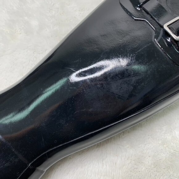 Hunter Kids Girl Boy Black Reflective Glossy Rubber Tall Rain Boots Size 5B / 6G - Picture 12 of 16